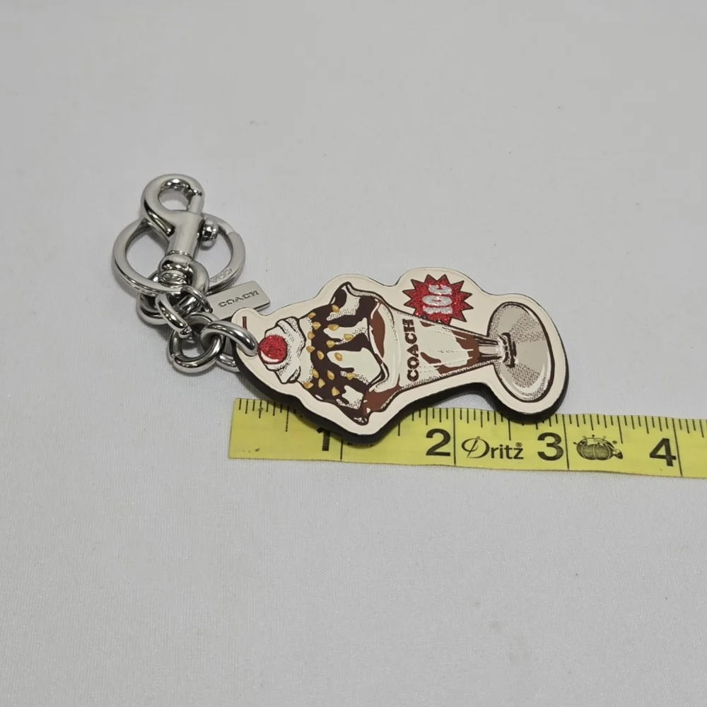 Coach Ice Cream Sundae Chalk/Multi Leather Bag Charm